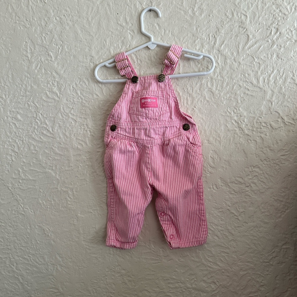 Oshkosh B’Gosh Pink White Stripe Vintage Overalls